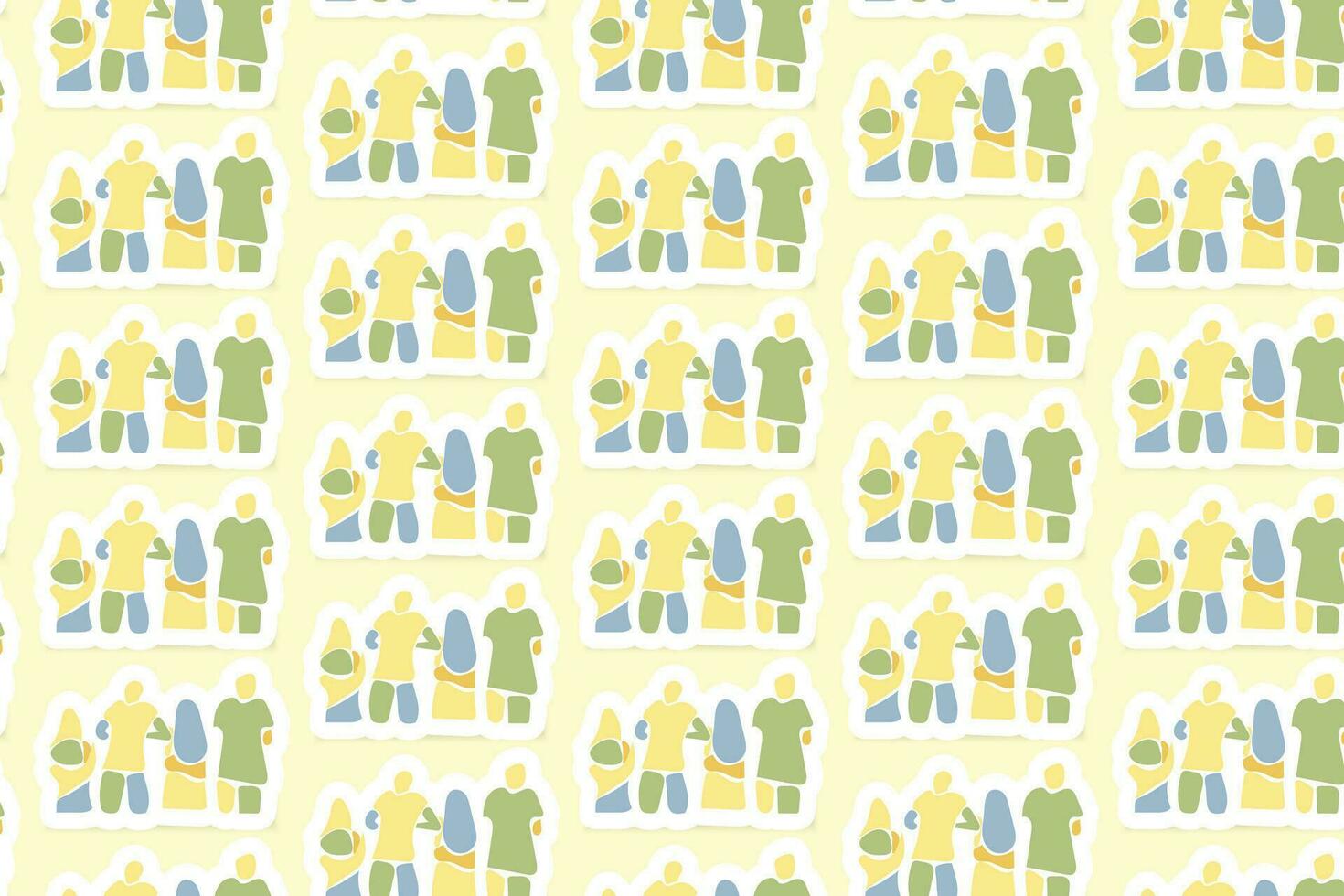 Vector Youth Day Sticker Seamless Pattern Background with pastel colors