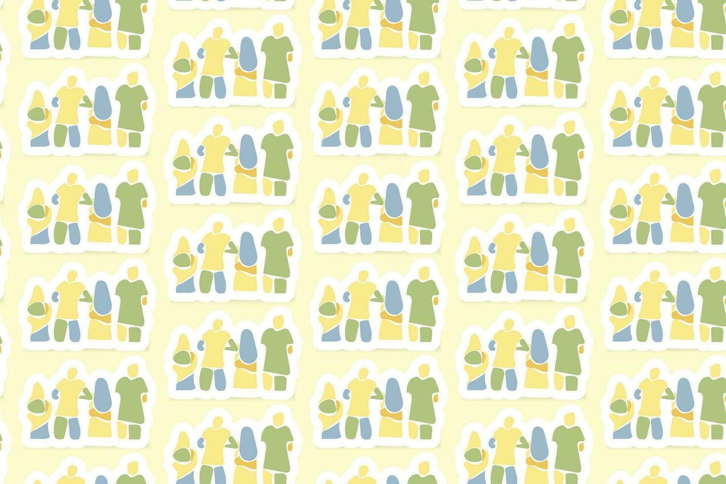 Vector Youth Day Sticker Seamless Pattern Background with pastel colors