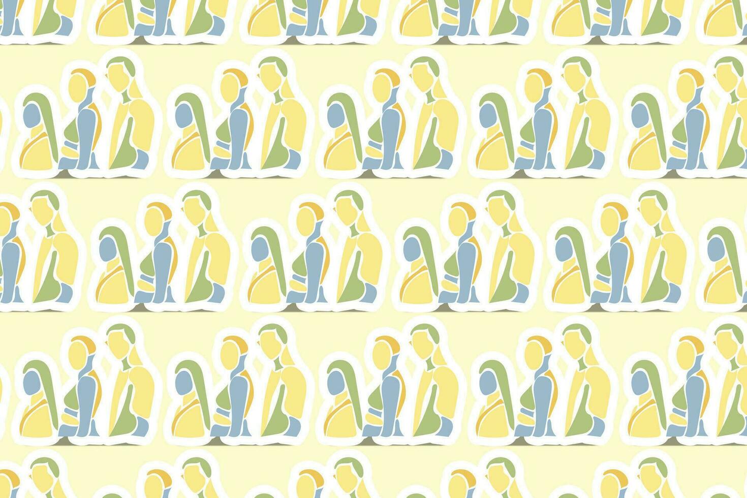 Vector Youth Day Sticker Seamless Pattern Background with pastel colors