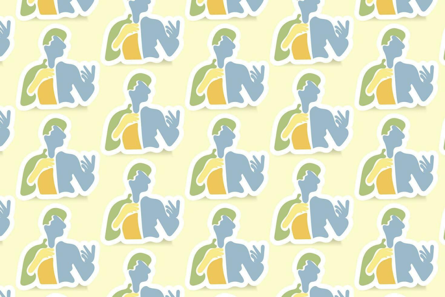 Vector Youth Day Sticker Seamless Pattern Background with pastel colors