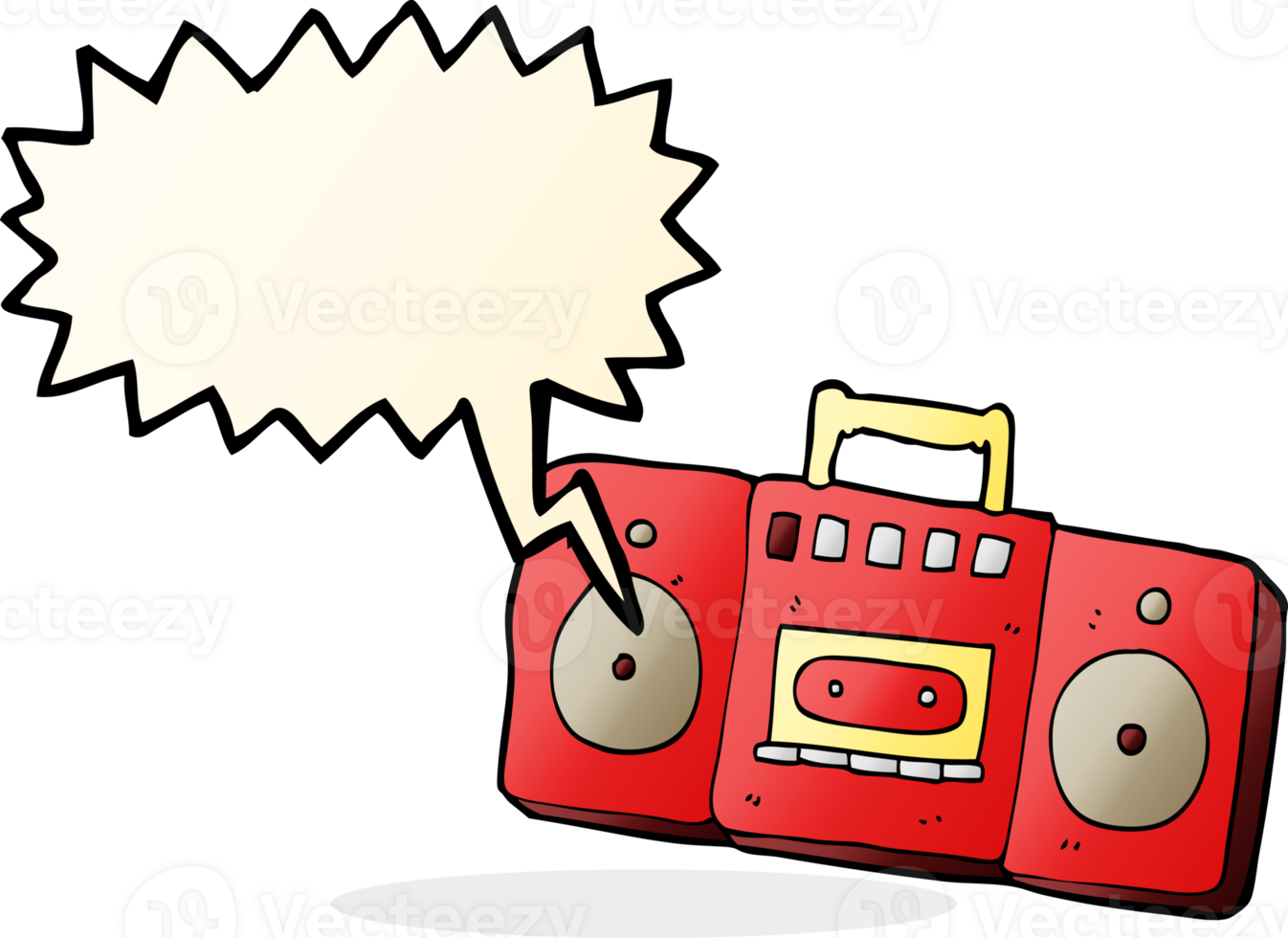 tekenfilm radio cassette speler met toespraak bubbel png