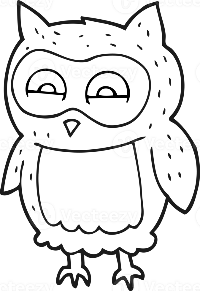black and white cartoon owl png