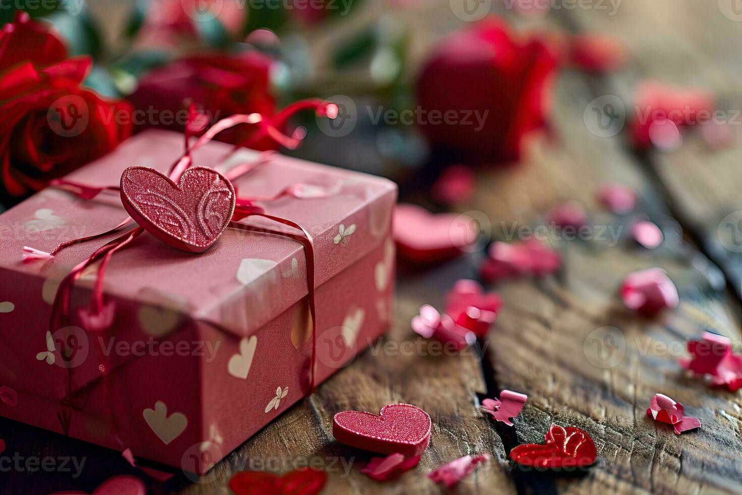 AI generated Artisanal Valentine Gifts in a Large Cardboard Box. Generative AI photo