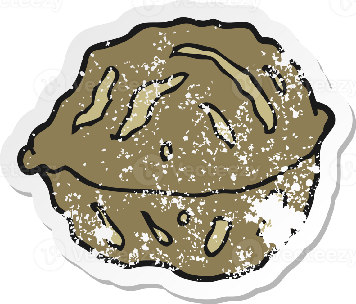 retro distressed sticker of a cartoon walnut in shell png