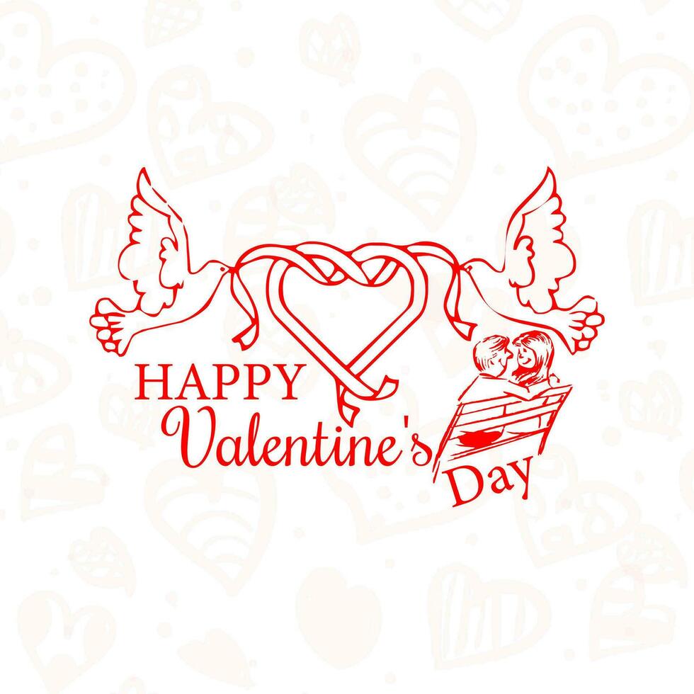 Free vector simple happy valentines Day greeting with love hearts