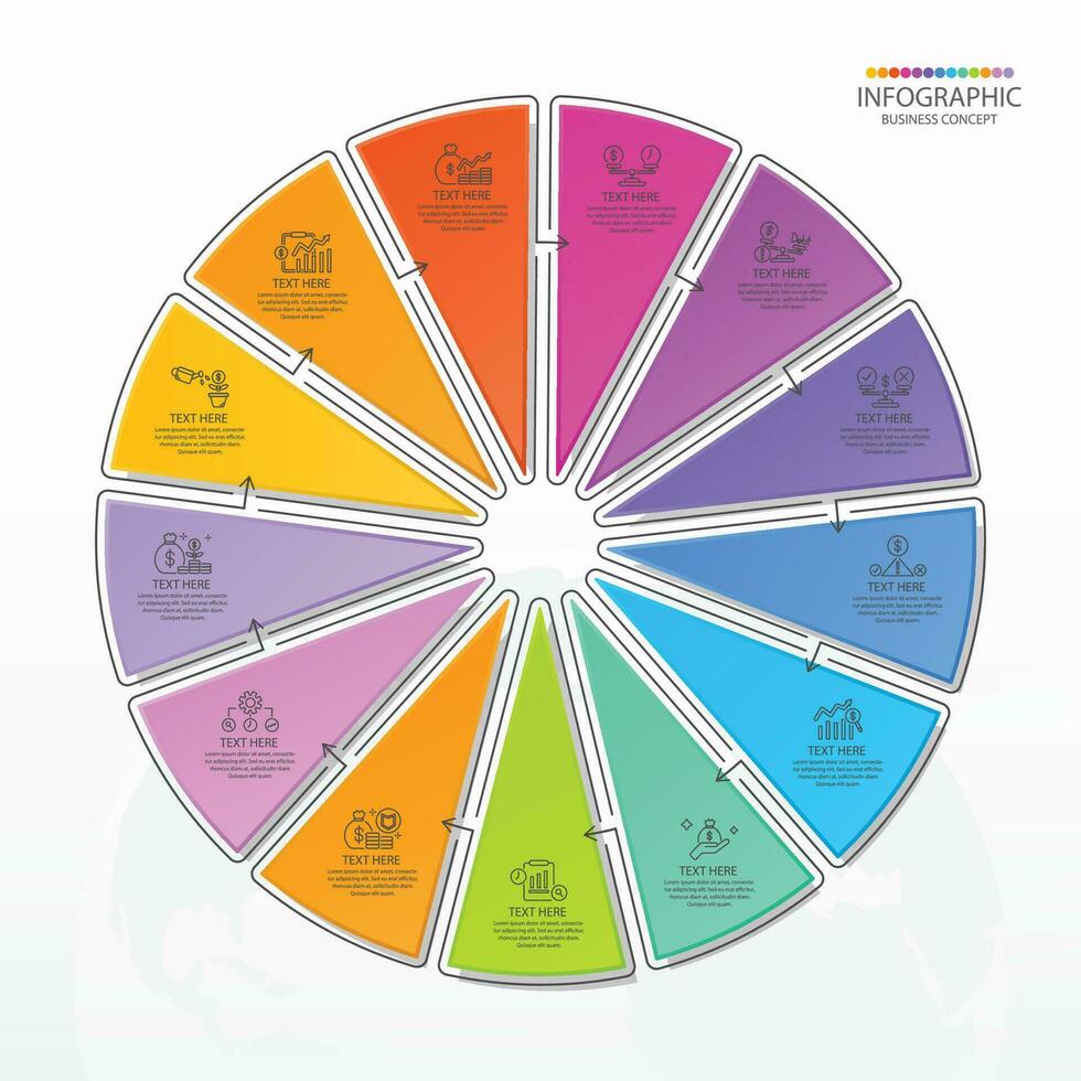 Infographic with 13 steps, process or options. vector