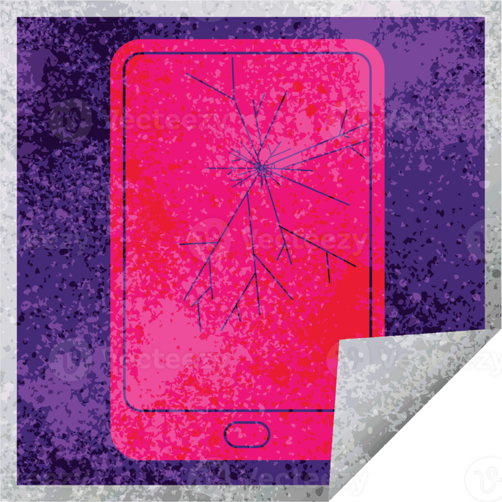 broken electronic tablet square peeling sticker png