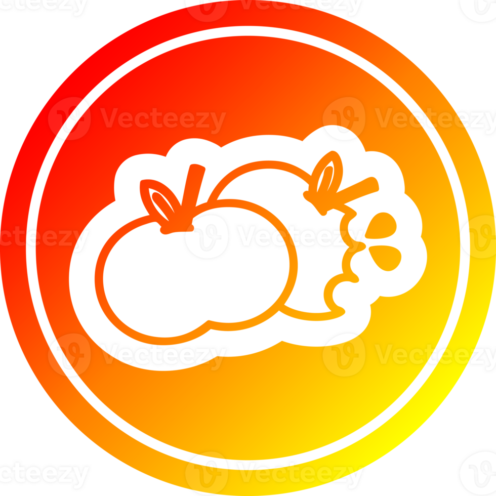 bitten apples circular in hot gradient spectrum png