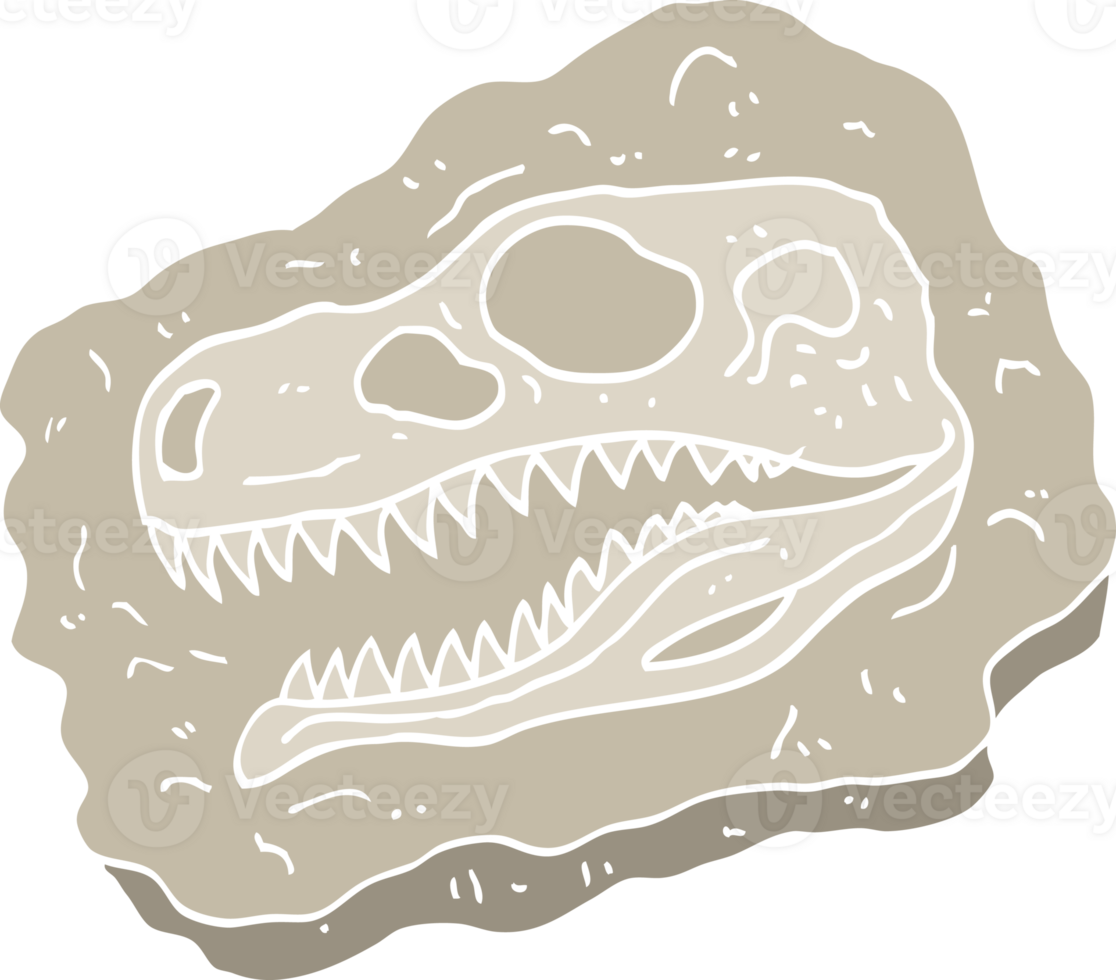 flat color illustration cartoon ancient fossil png