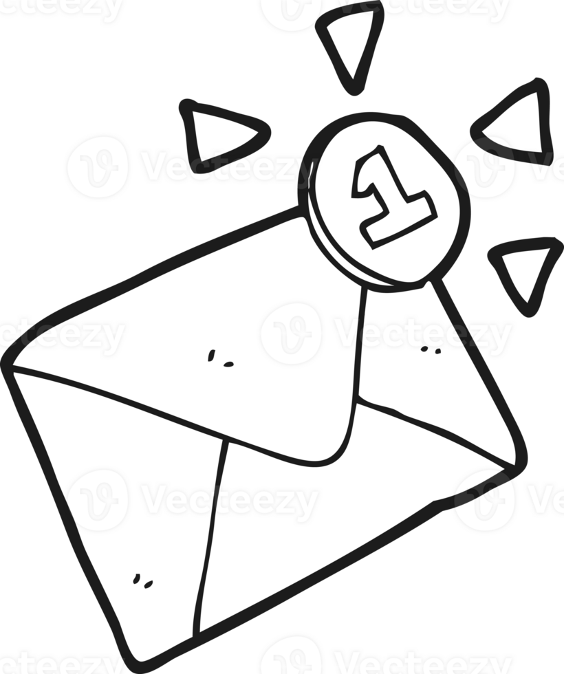 black and white cartoon email message png