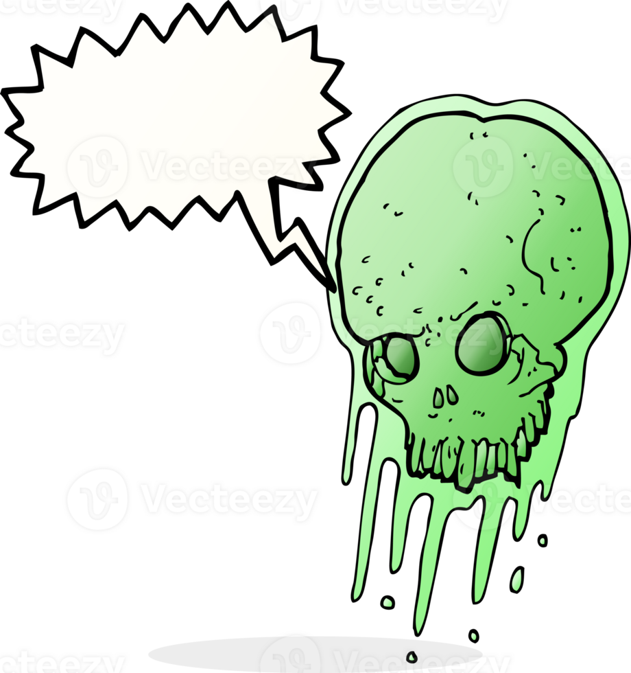 cartoon slimy skull with speech bubble png