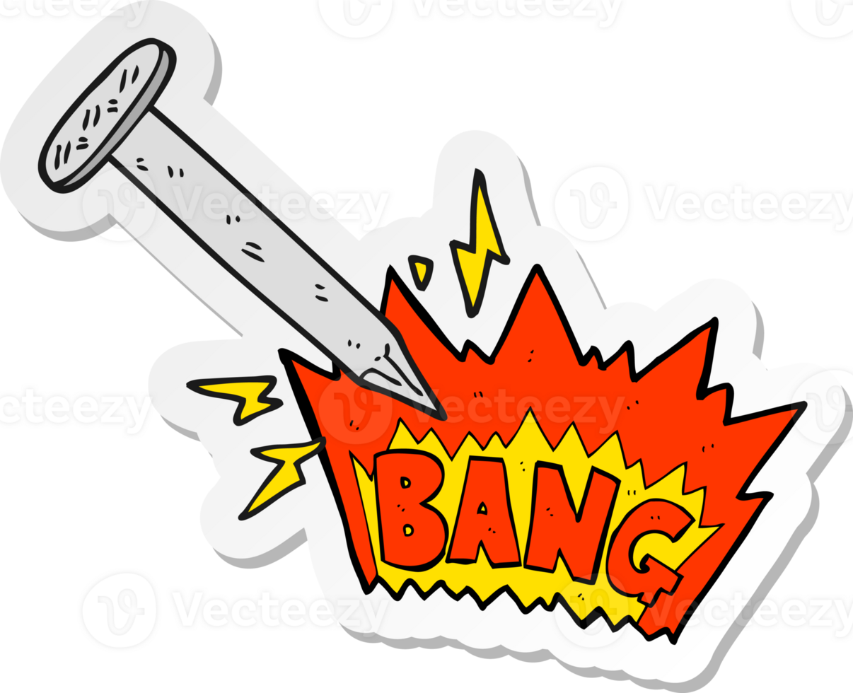 sticker of a cartoon struck nail png