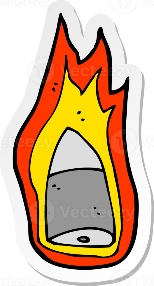 adesivo de uma bala flamejante de desenho animado png