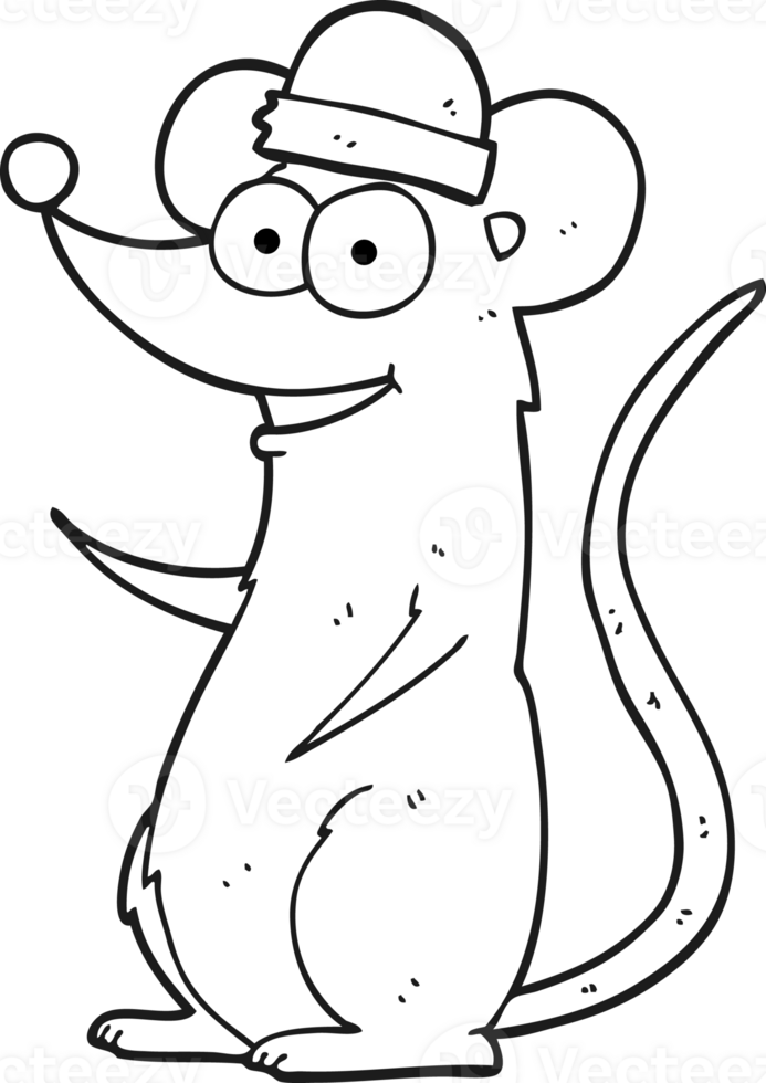 black and white cartoon happy mouse png