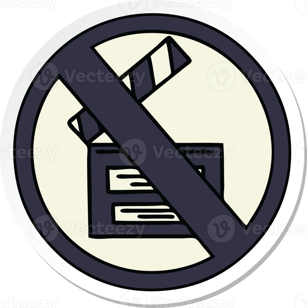 sticker of a cute cartoon no directors sign png