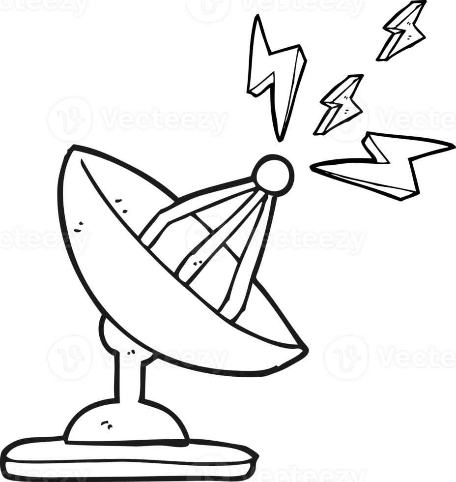 black and white cartoon satellite dish png