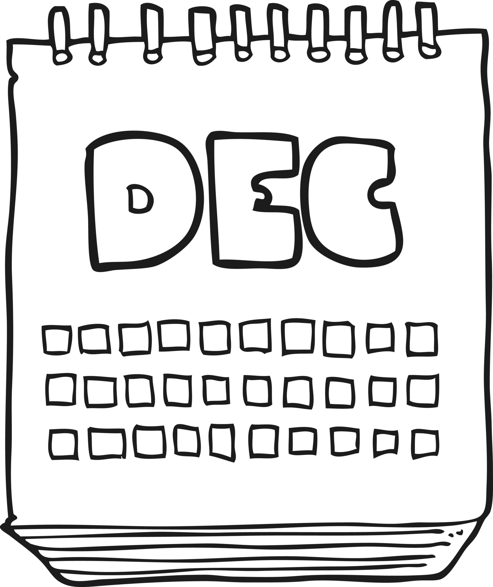 Black And White Cartoon Calendar Showing Month Of December 36360893 PNG black-and-white-cartoon-calendar-showing-month-of-december-36360893-png