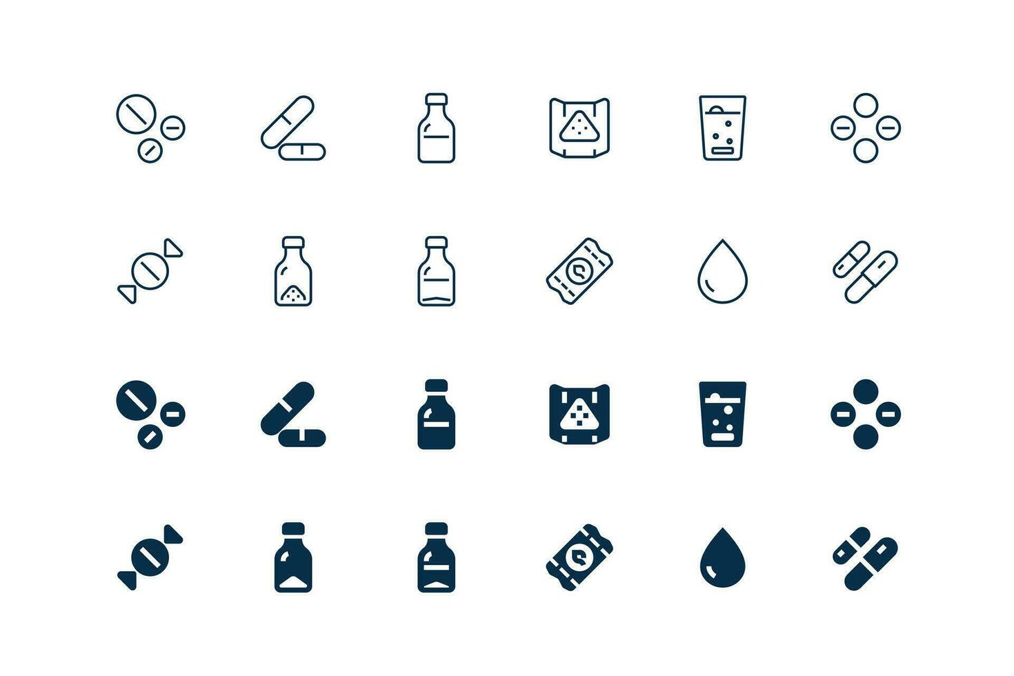 Oral medicine preparation icon set pixel perfect ready to use vector