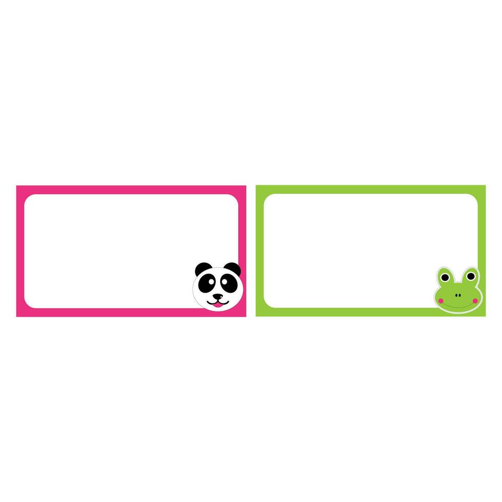 Cute frog and frame for text on a white background. Vector illustration. sticker labels to identify a book or our belongings. Cute sticker design for children that can be printed