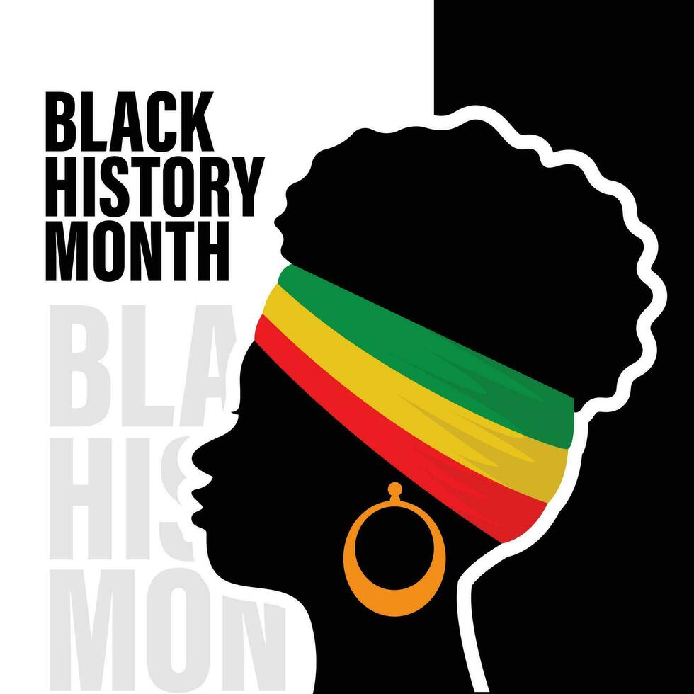 Black History Months Vibrant Silhouette of African American Woman vector