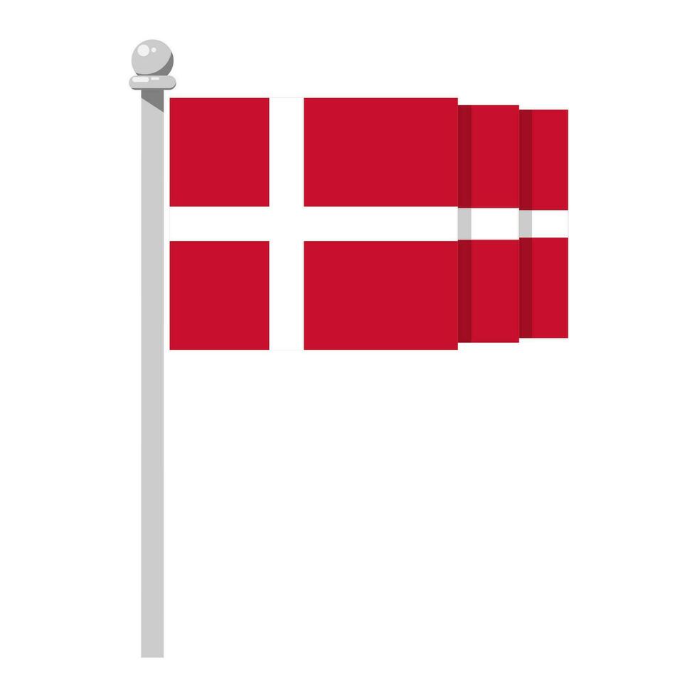 National flag of Denmark in flat style isolated on white background, vector illustration