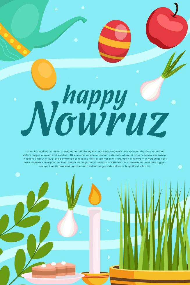 nowruz celebracion vertical bandera ilustración en plano diseño vector