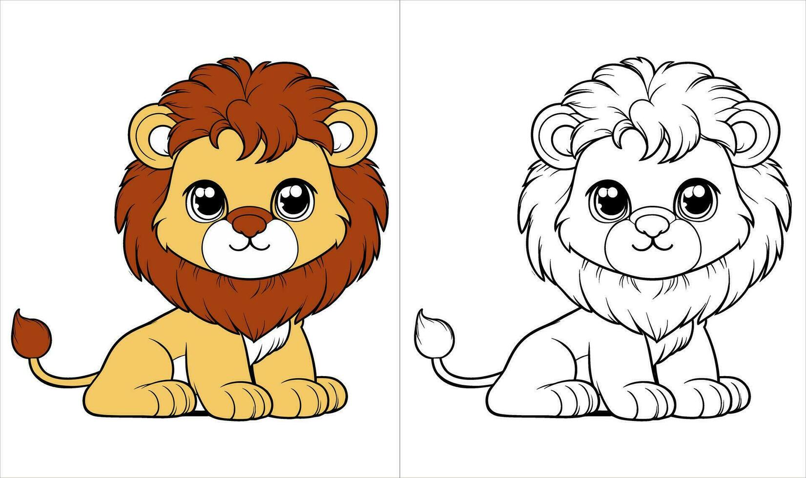 coloring book for kids.  cute lion vector