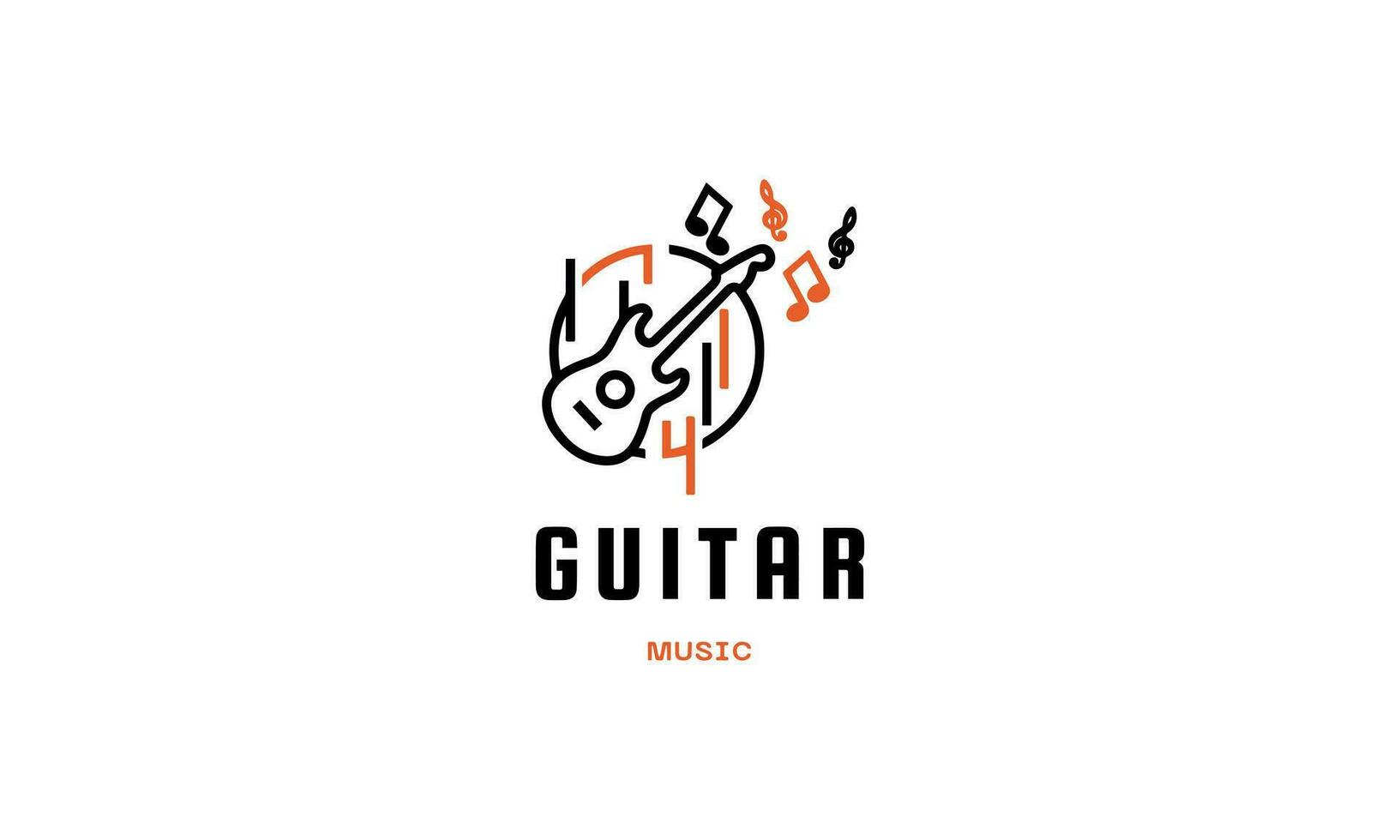 Clásico retro guitarra ala alas música logo diseño vector