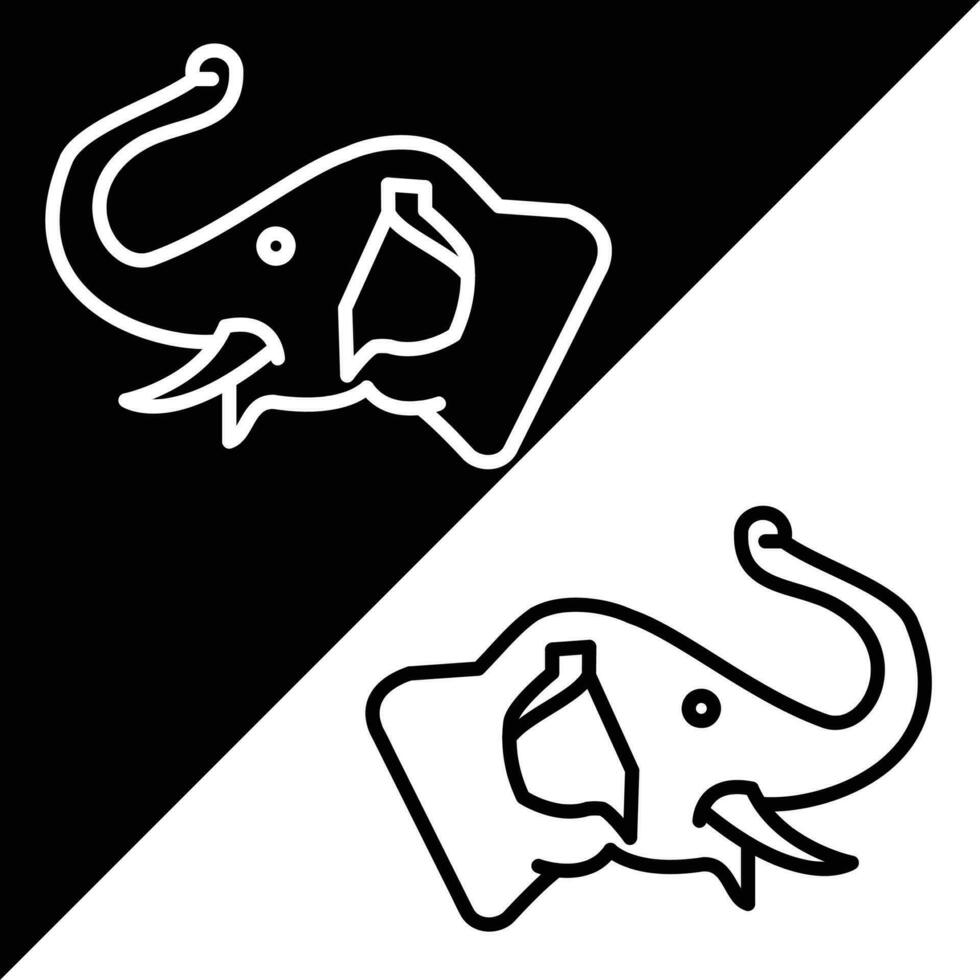 Elephant Vector Icon, Lineal style icon, from Animal Head icons collection, isolated on Black and white Background.