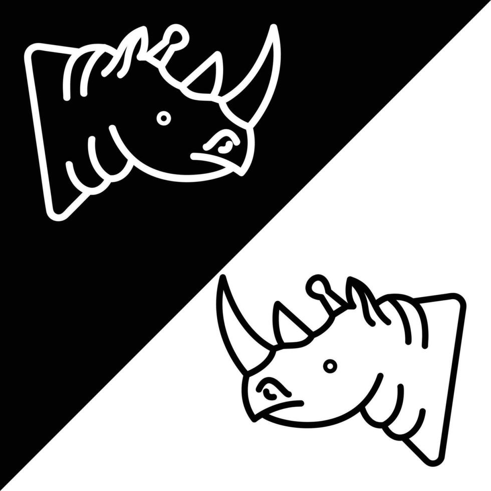 Rhinoceros Vector Icon, Lineal style icon, from Animal Head icons collection, isolated on Black and white Background.
