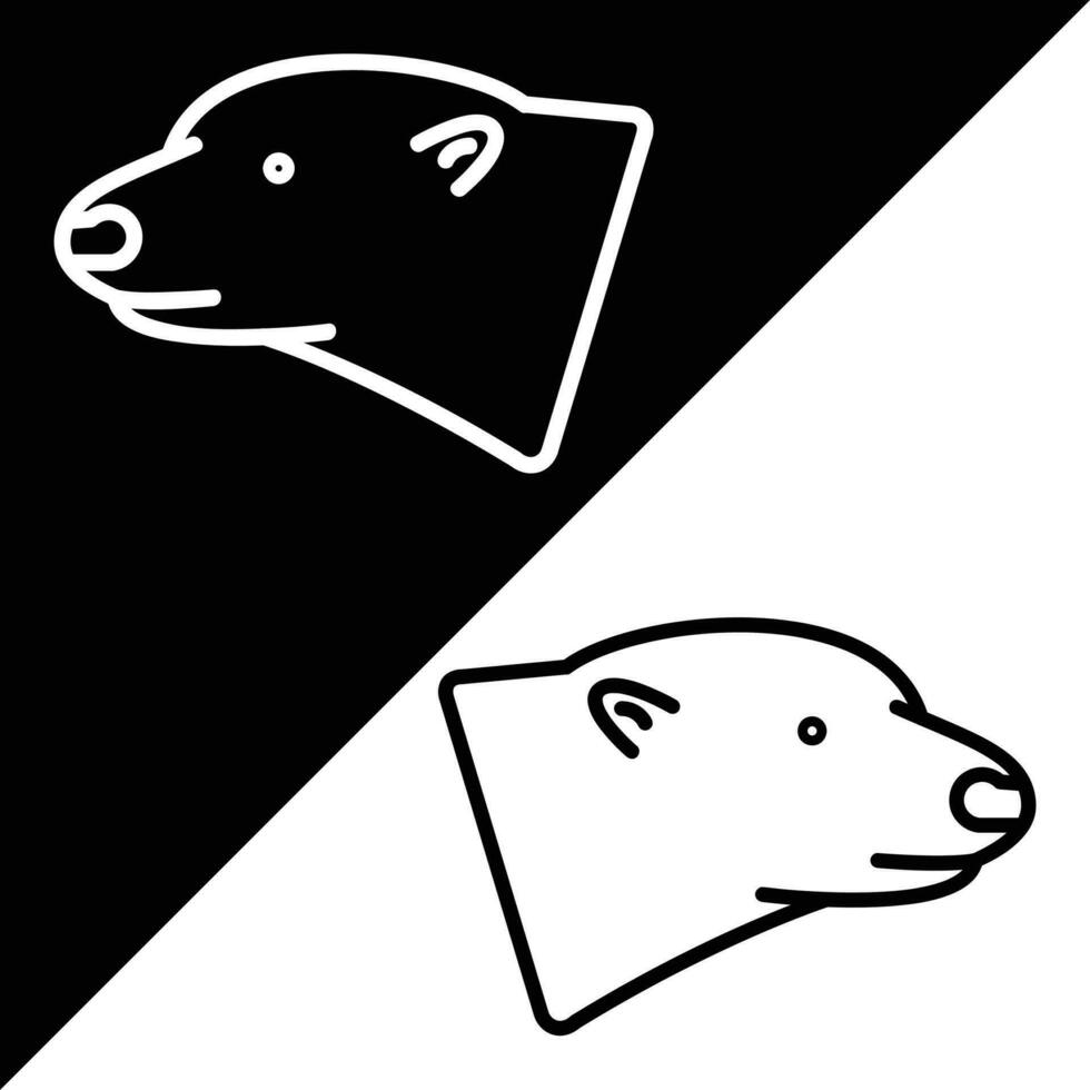 Polar bear Vector Icon, Lineal style icon, from Animal Head icons collection, isolated on Black and white Background.