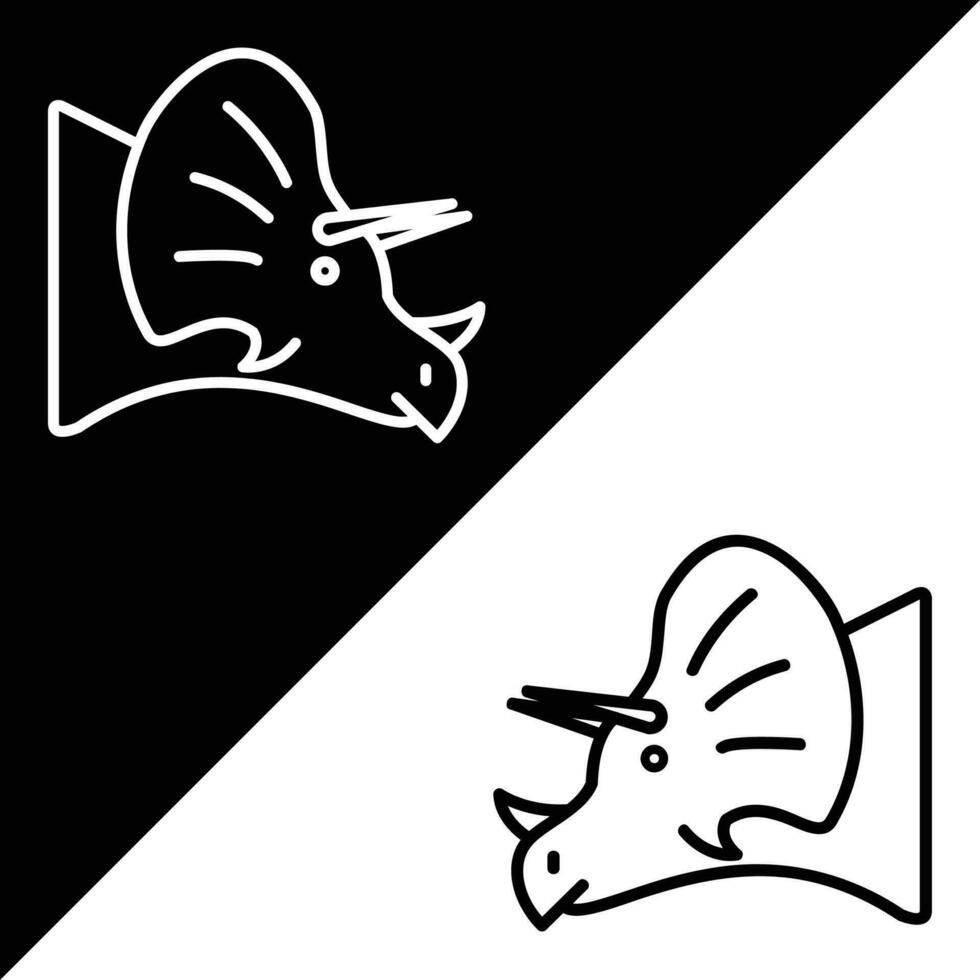 Triceratops Vector Icon, Lineal style icon, from Animal Head icons collection, isolated on Black and white Background.