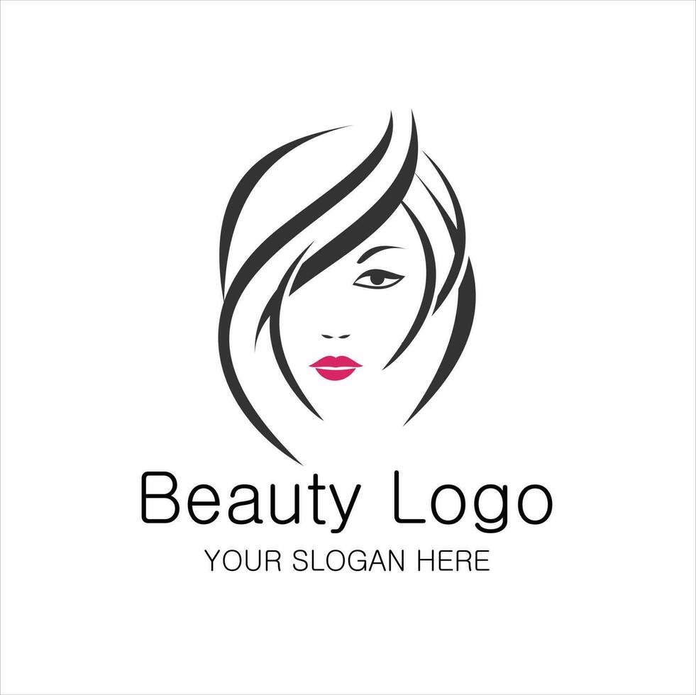 Beautiful woman fashion logo. Abstract vector template linear style.