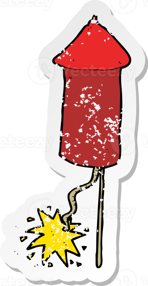 retro distressed sticker of a cartoon firework png