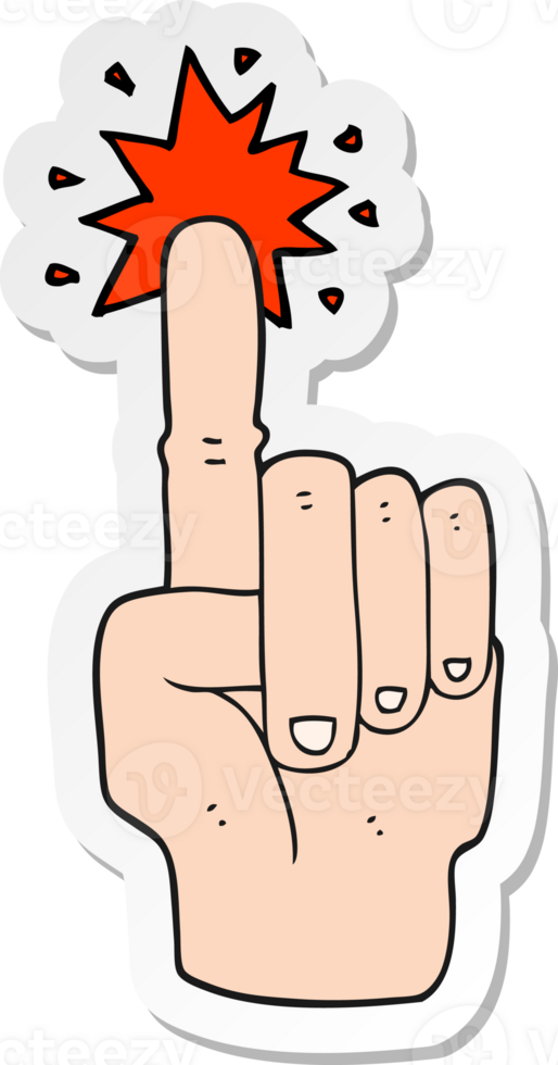 sticker of a cartoon pointing hand png
