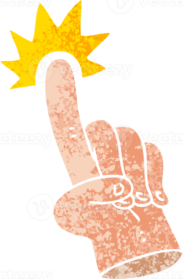 pointing finger quirky retro illustration style cartoon png