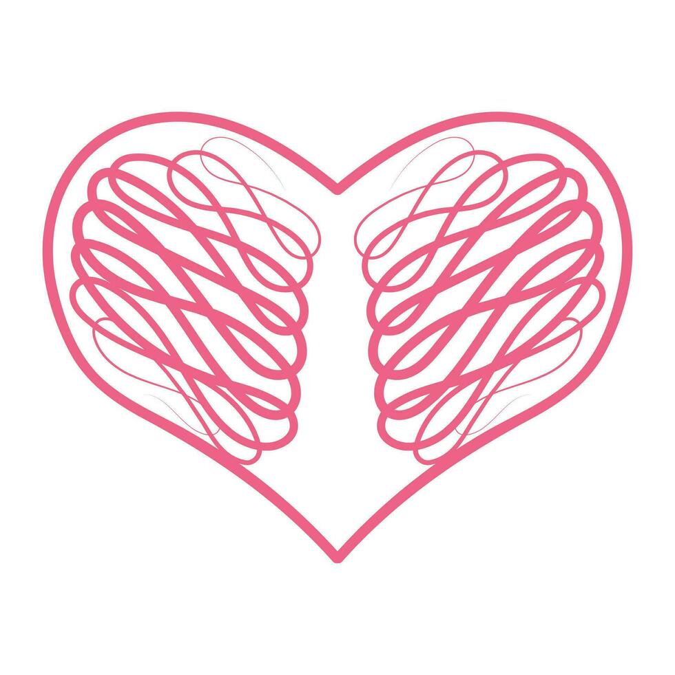 Heart with an openwork pattern. Open illustration isolated on white background. Vector illustration