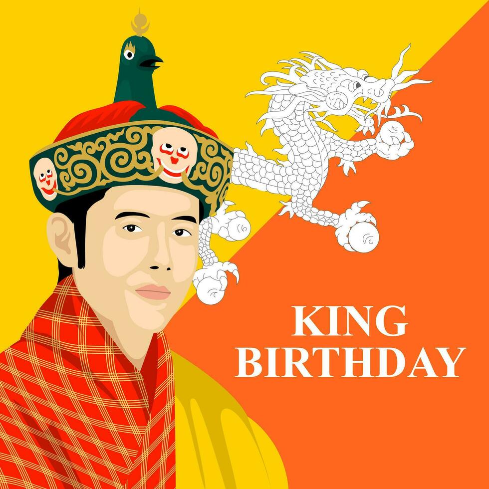 contento Rey cumpleaños. el día de Bután ilustración vector antecedentes. vector eps 10