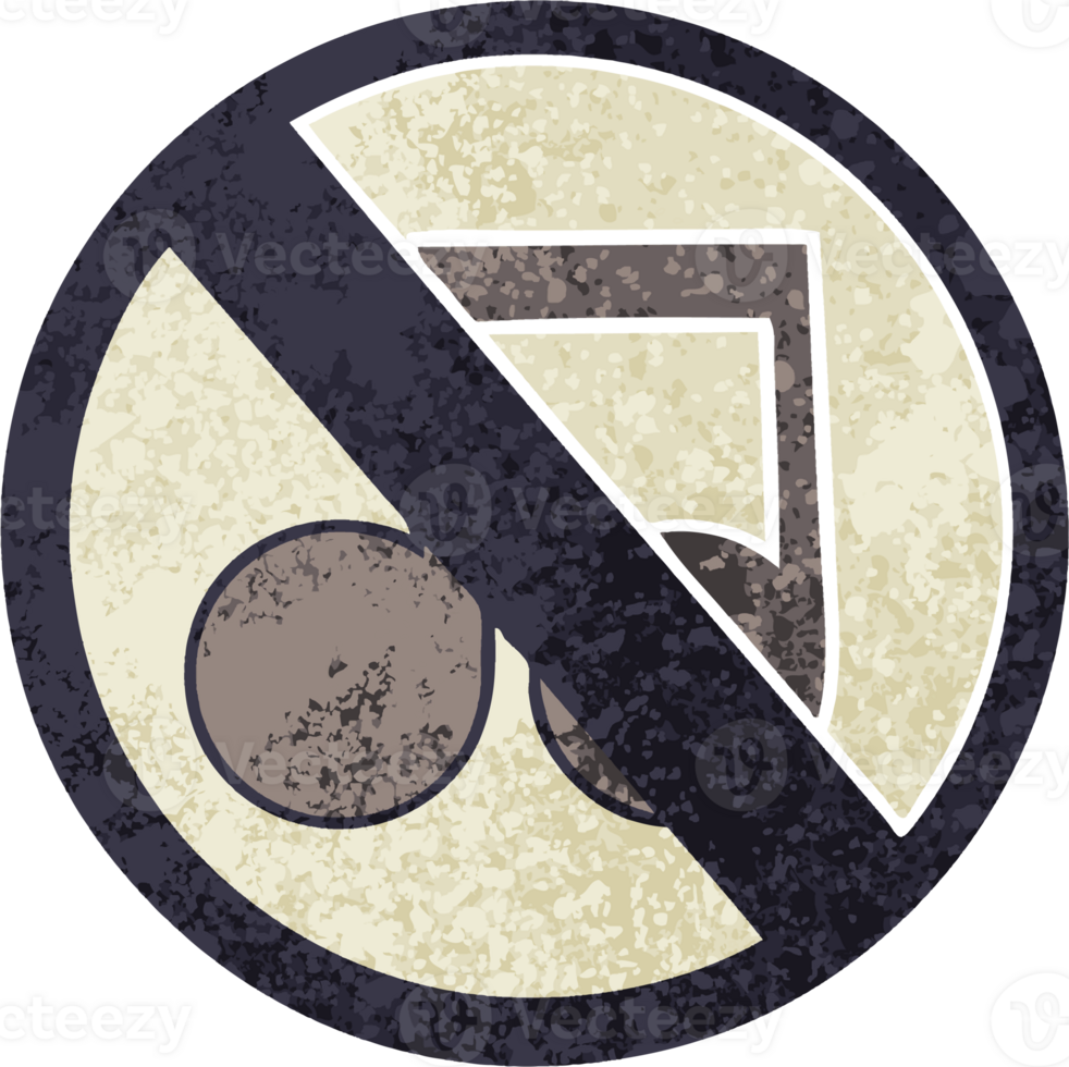 retro illustration style cartoon no music allowed sign png