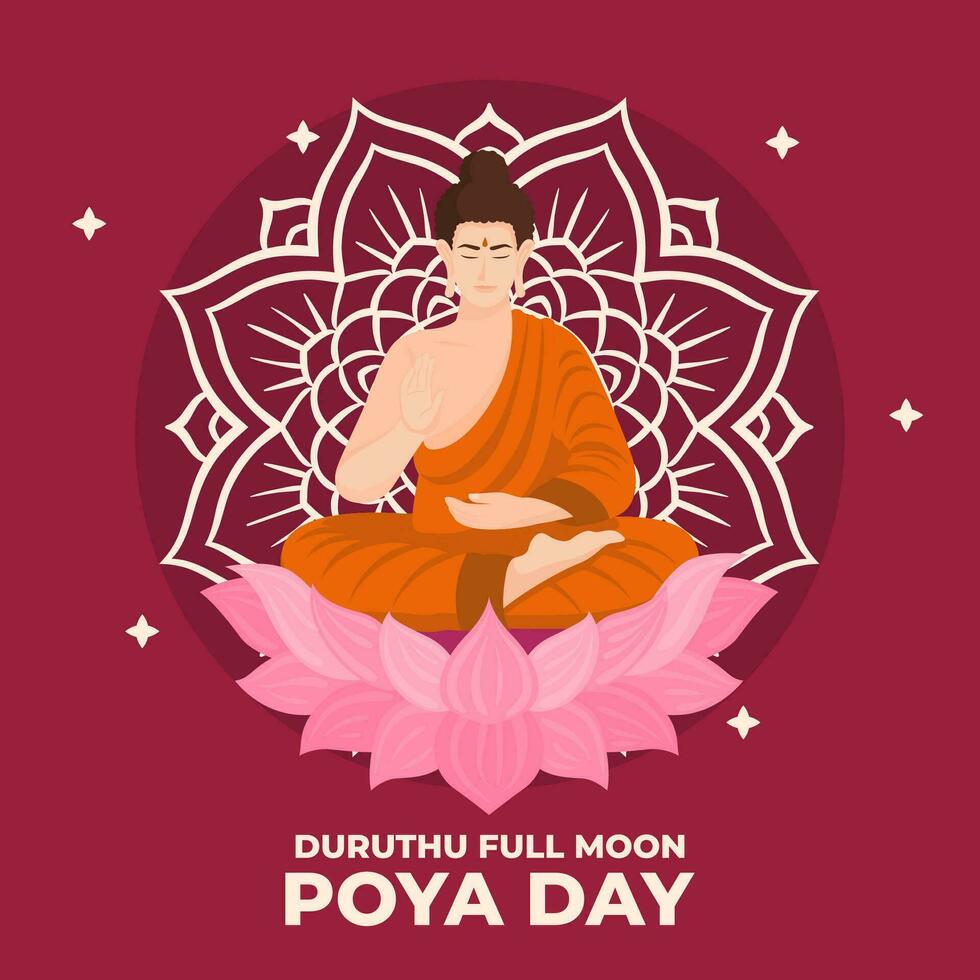 Duruthu Full Moon Poya Day. The Day of Srilanka illustration vector background. Vector eps 10