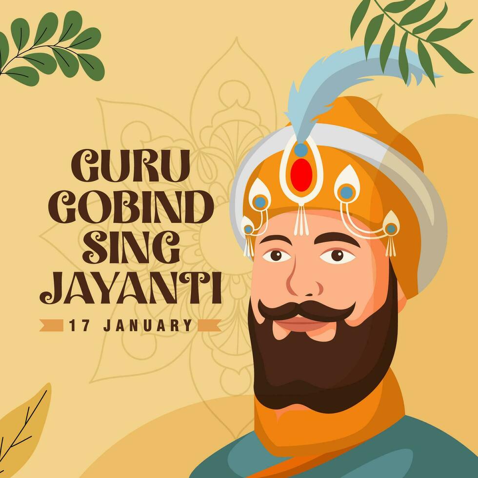 Guru Gobind Singh Jayanti Day. The Day of India Guru Gobind Singh Jayanti illustration vector background. Vector eps 10