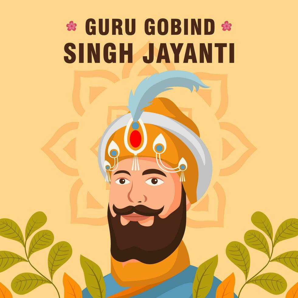 Guru Gobind Singh Jayanti Day. The Day of India Guru Gobind Singh Jayanti illustration vector background. Vector eps 10