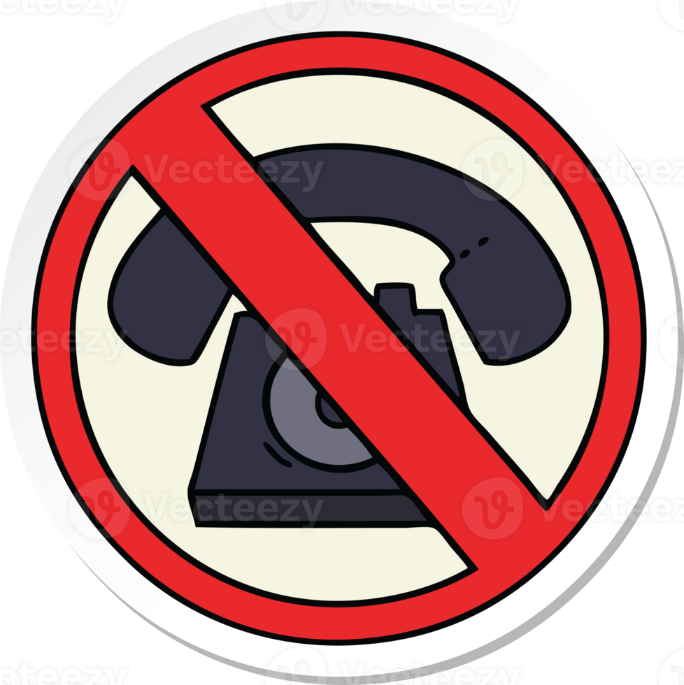 sticker of a cute cartoon no phones allowed sign png
