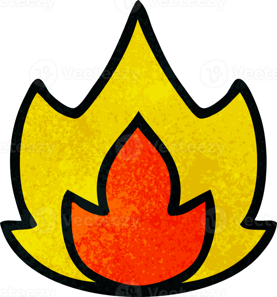 retro grunge texture cartoon fire png