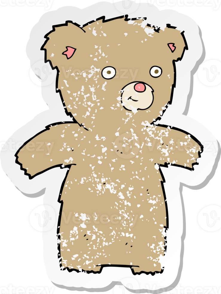 retro distressed sticker of a cartoon teddy bear png