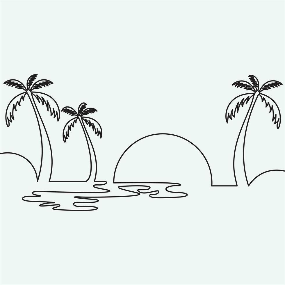 Continuous line hand drawing vector illustration tree art