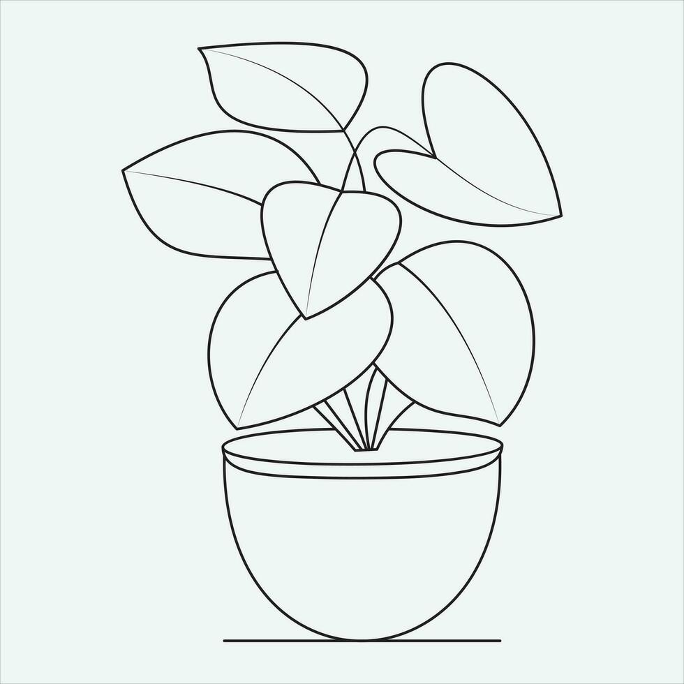 one line hand drawn tree outline vector illustration