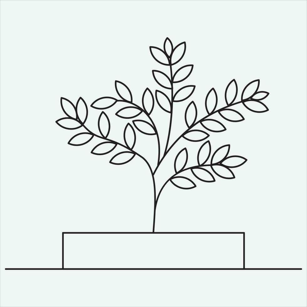 uno línea mano dibujado árbol contorno vector ilustración