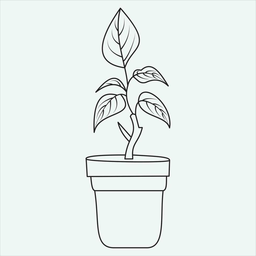one line hand drawn tree outline vector illustration