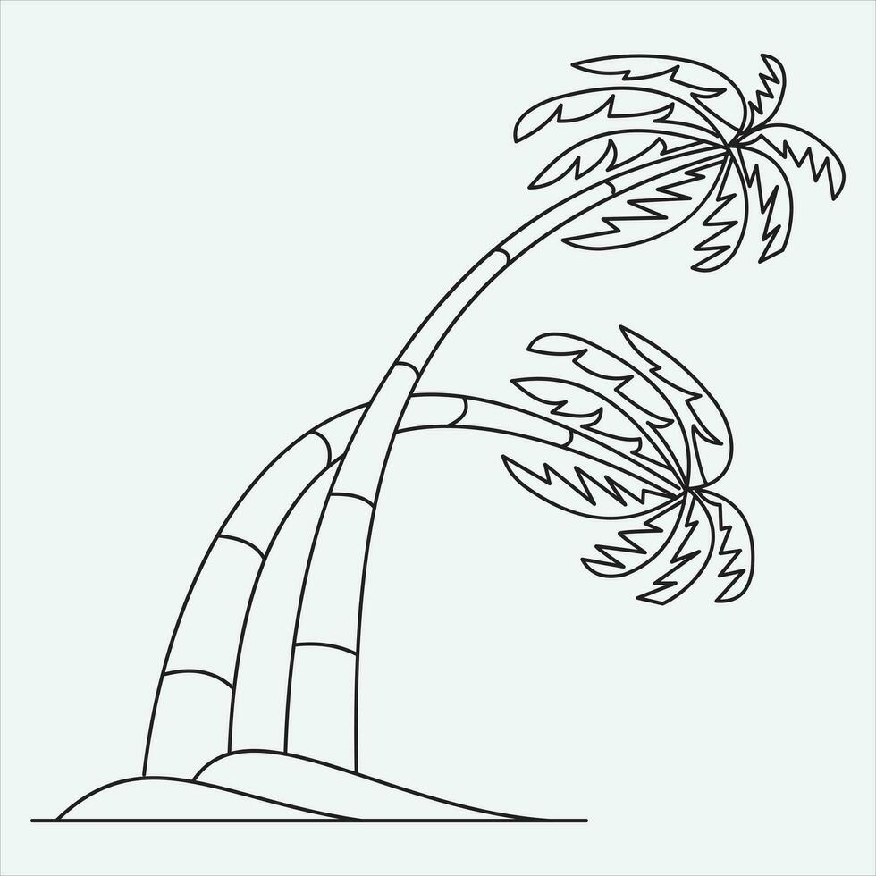 one line hand drawn tree outline vector illustration